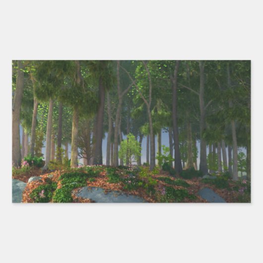 夏の葉ステッカー 長方形シール (正面)