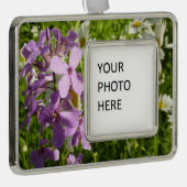 夏の薄紫とデイジー シルバープレートフレームオーナメント (右)