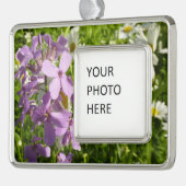 夏の薄紫とデイジー シルバープレートフレームオーナメント (左)