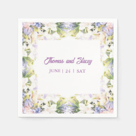 夏の薄紫ワイルドフラワーロマンチック結婚ズ スタンダードカクテルナプキン