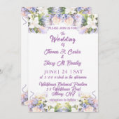 夏の薄紫ワイルドフラワーロマンチック結婚ズ セーブザデート (正面/裏面)