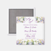 夏の薄紫ワイルドフラワーロマンチック結婚ズ マグネット (正面/裏面)