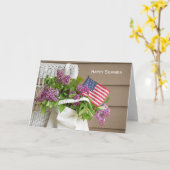 夏の薄紫花束のアメリカ国旗 カード (黄色い花)