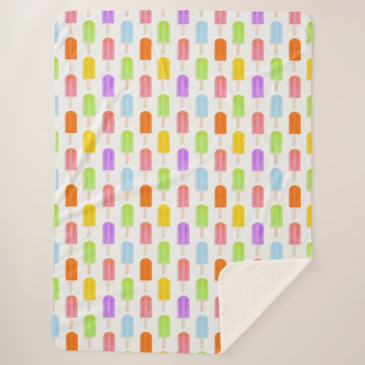 夏の虹のアイスキャンズパターン シェルパブランケット (正面)