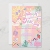 夏の虹色の太陽に飛び込んで10歳の誕生日 招待状 (正面)
