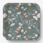 夏の蝶と野生の花 ペーパープレート (正面)