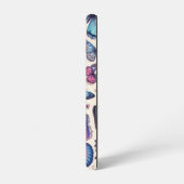 夏の蝶；ピンクと青のパターン SAMSUNG GALAXYケース (左側面)