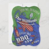 夏の裏庭バーベキュー・パーティーへの招待 招待状 (正面)