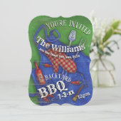 夏の裏庭バーベキュー・パーティーへの招待 招待状 (スタンド正面)