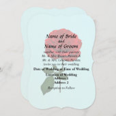 夏の製品の赤結婚バラ 招待状 (正面/裏面)