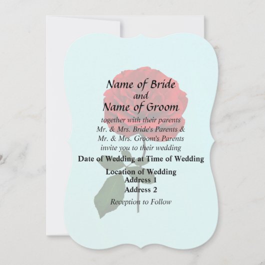 夏の製品の赤結婚バラ 招待状 (正面)