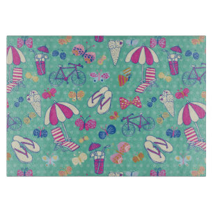 夏の要素が付いている美しいパターン カッティングボード