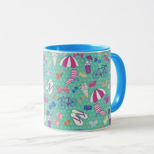 夏の要素が付いている美しいパターン マグカップ (正面右)