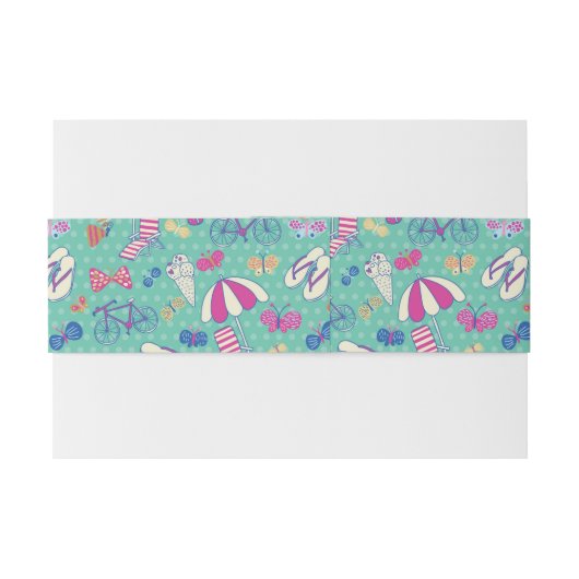 夏の要素が付いている美しいパターン 招待状ベリーバンド (裏面例)