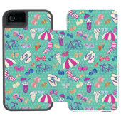 夏の要素が付いている美しいパターン INCIPIO iPhoneウォレットケース (フォリオ Open)