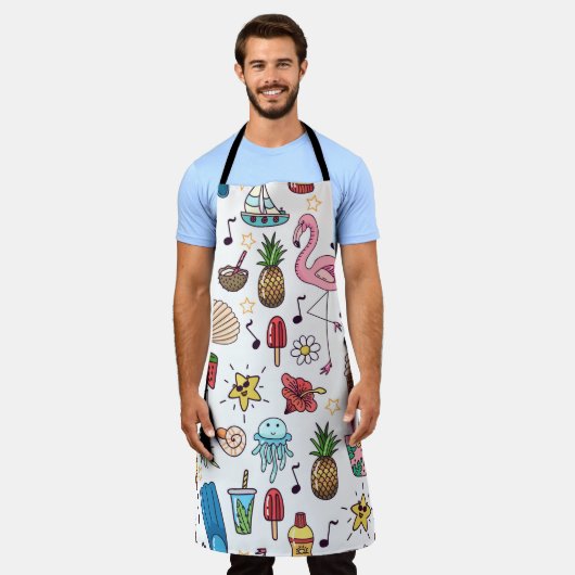 夏の要素とシームレスなパターン。図 エプロン (着用した状態)