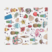 夏の要素を含むシームレスな模様。図解 フリースブランケット (正面(横))