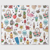 夏の要素を含むシームレスな模様。図解 ラッピングペーパー (フラット)