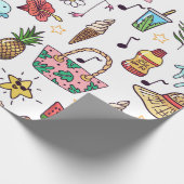 夏の要素を含むシームレスな模様。図解 ラッピングペーパー (角)