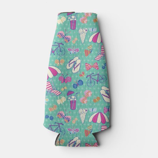 夏の要素を持つ美しいパターン ボトルクーラー (正面)