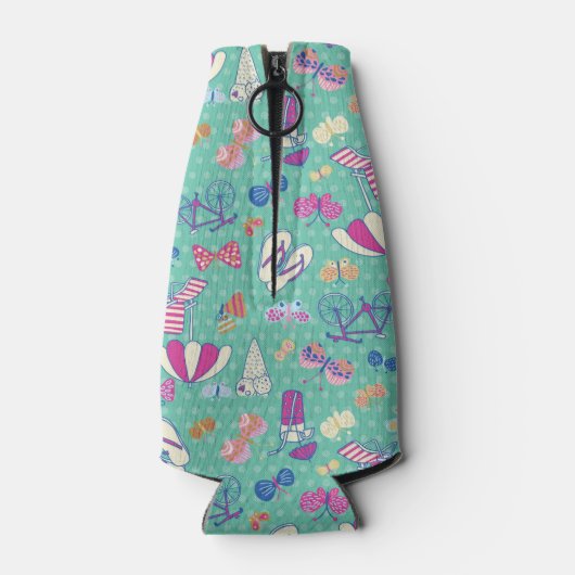 夏の要素を持つ美しいパターン ボトルクーラー (裏面)