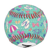 夏の要素を持つ美しいパターン 野球ボール (裏面)