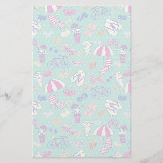 夏の要素を持つ美しい柄 便箋 (正面)