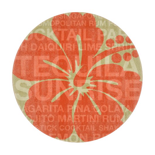 夏の言葉カクテルとハイビスカスカットボード カッティングボード (正面)