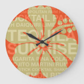 夏の言葉カクテルとハイビスカスクロック ラージ壁時計 (正面)