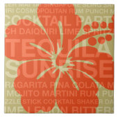 夏の言葉カクテルとハイビスカスタイル タイル (正面)