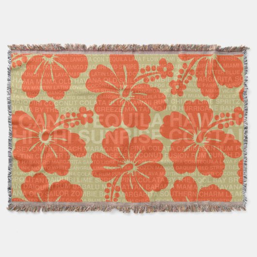 夏の言葉カクテルとハイビスカスブランケット スローブランケット (正面)