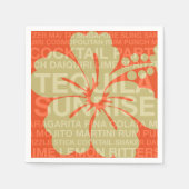 夏の言葉カクテルとハイビスカス紙ナプキン スタンダードカクテルナプキン (正面)