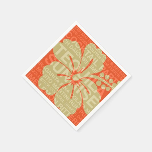 夏の言葉カクテルとハイビスカス紙ナプキン スタンダードカクテルナプキン (角)