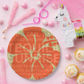 夏の言葉カクテルとハイビスカス ペーパープレート (パーティー)