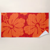 夏の言葉カクテルとハイビスカス – 赤 ビーチタオル (正面)