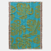 夏の言葉トロピカルとモンステラの葉の毛布 スローブランケット (正面縦)