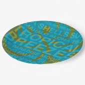 夏の言葉トロピカルとモンステラの葉 ペーパープレート (アングル)