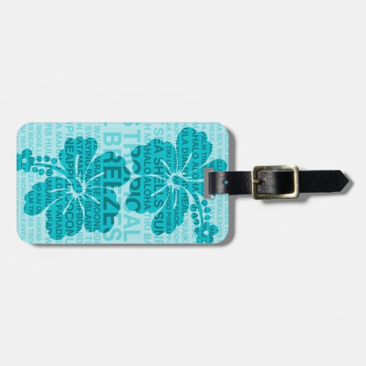 夏の言葉ハワイアンハイビスカスラゲッジタグ ラゲッジタグ (正面横)