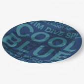 夏の言葉プールサイドとパームツリー ペーパープレート (アングル)