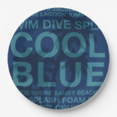 夏の言葉プールサイドとパームツリー ペーパープレート (正面)