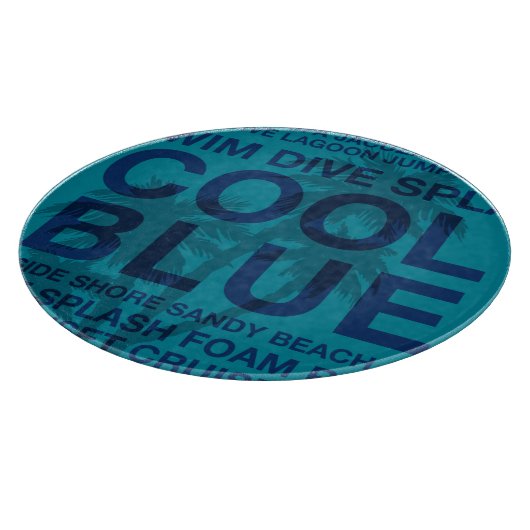 夏の言葉プールサイドとヤシの木の切断ボード カッティングボード (角)