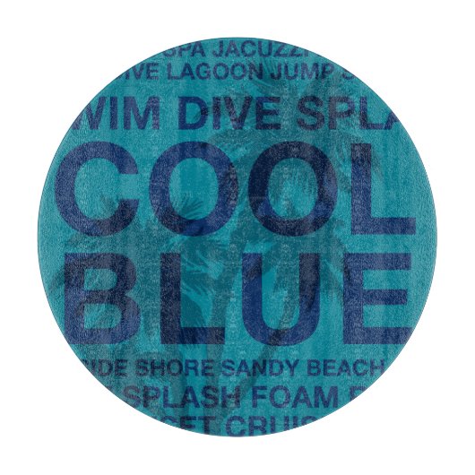 夏の言葉プールサイドとヤシの木の切断ボード カッティングボード (正面)