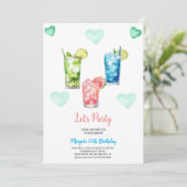 夏の誕生日のトロピカルカクテルパーティー 招待状 (スタンド正面)