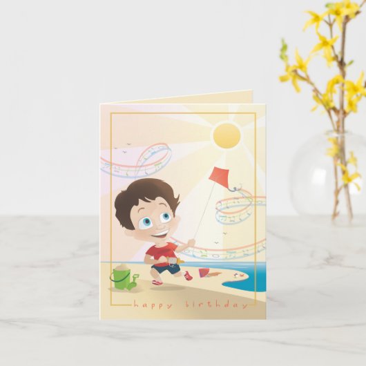 夏の誕生日の挨拶。 2/12. カード (黄色い花)