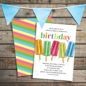 夏の誕生日パーティーかわいいポピクル 招待状