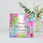 夏の誕生日パーティーカクテルカラフルカクテル 招待状 (スタンド正面)