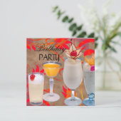 夏の誕生日パーティーカクテルトロピカル 招待状 (スタンド正面)