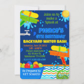 夏の誕生日パーティー　庭での水遊びパーティー 招待状 (正面)