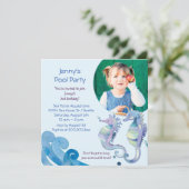 夏の誕生日プールパーティー写真 招待状 (スタンド正面)