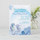 夏の誕生日プールパーティー 招待状 (スタンド正面)
